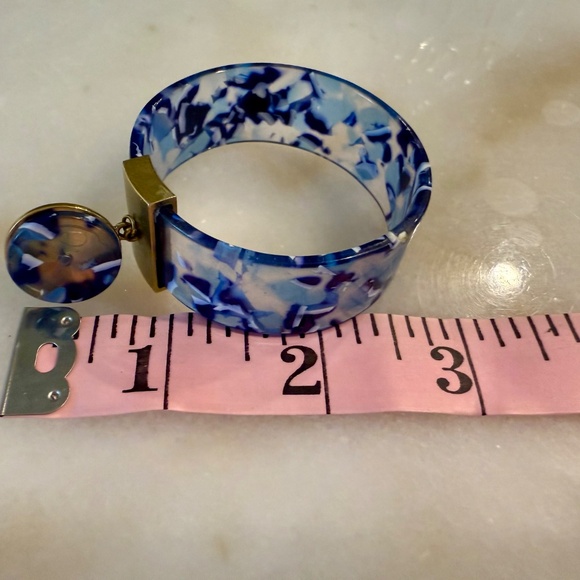 Lele Sedougi Blue/White Acetate Hoops - Picture 6 of 7